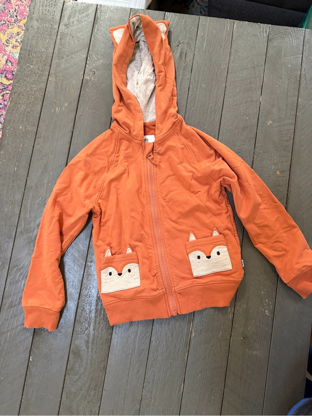 Little Sleepies Orange Fox-Ear Hooded Zip Sweatshirt